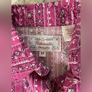 Panhandle slim Girls pink bandana snap shirt size medium